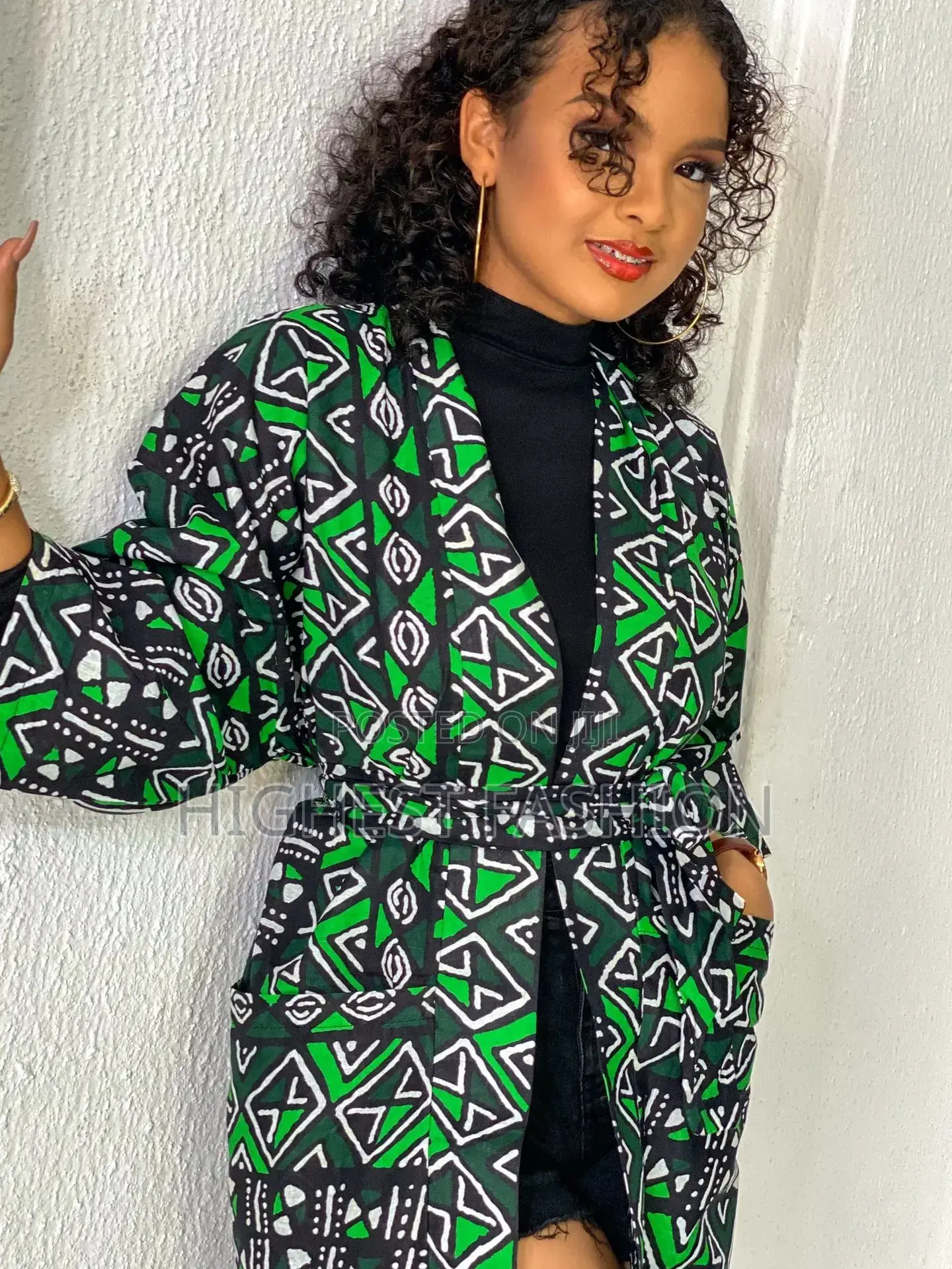 Long Sleeve Geometric Kimono