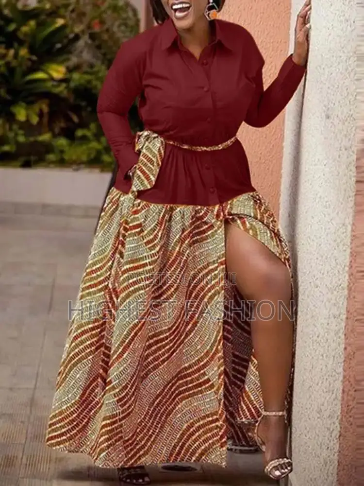 Long Sleeve Belted Maxi Gown