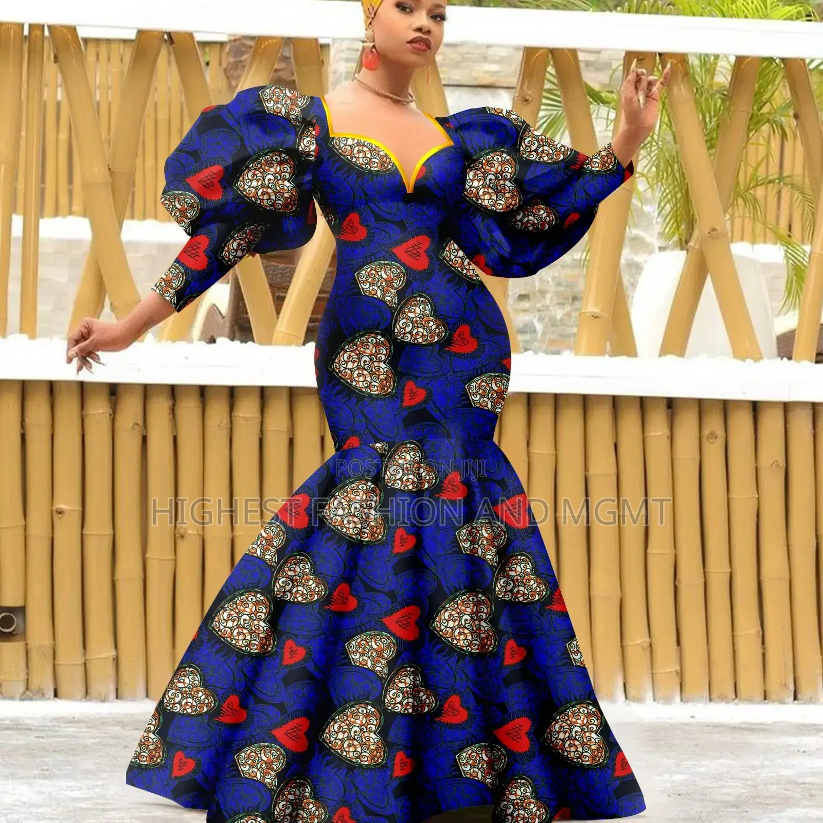 Bob Sleeve Deep v-Neck Print Outfit