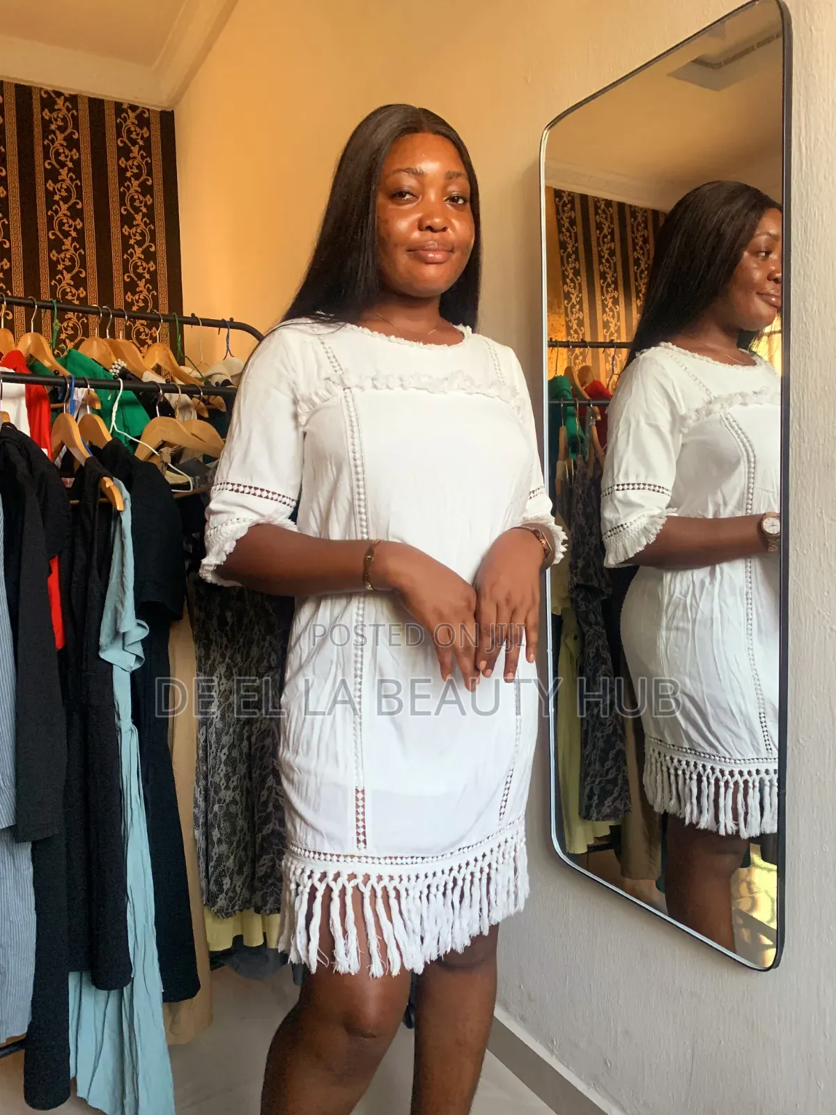 Elegant Boho Fringe Shift Dress