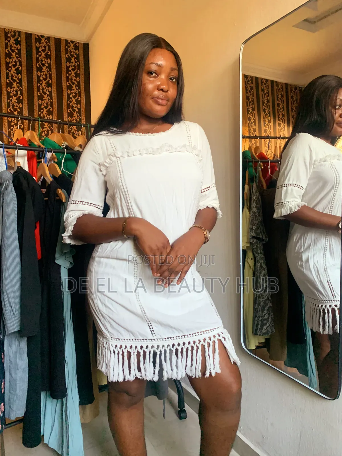 Elegant Boho Fringe Shift Dress