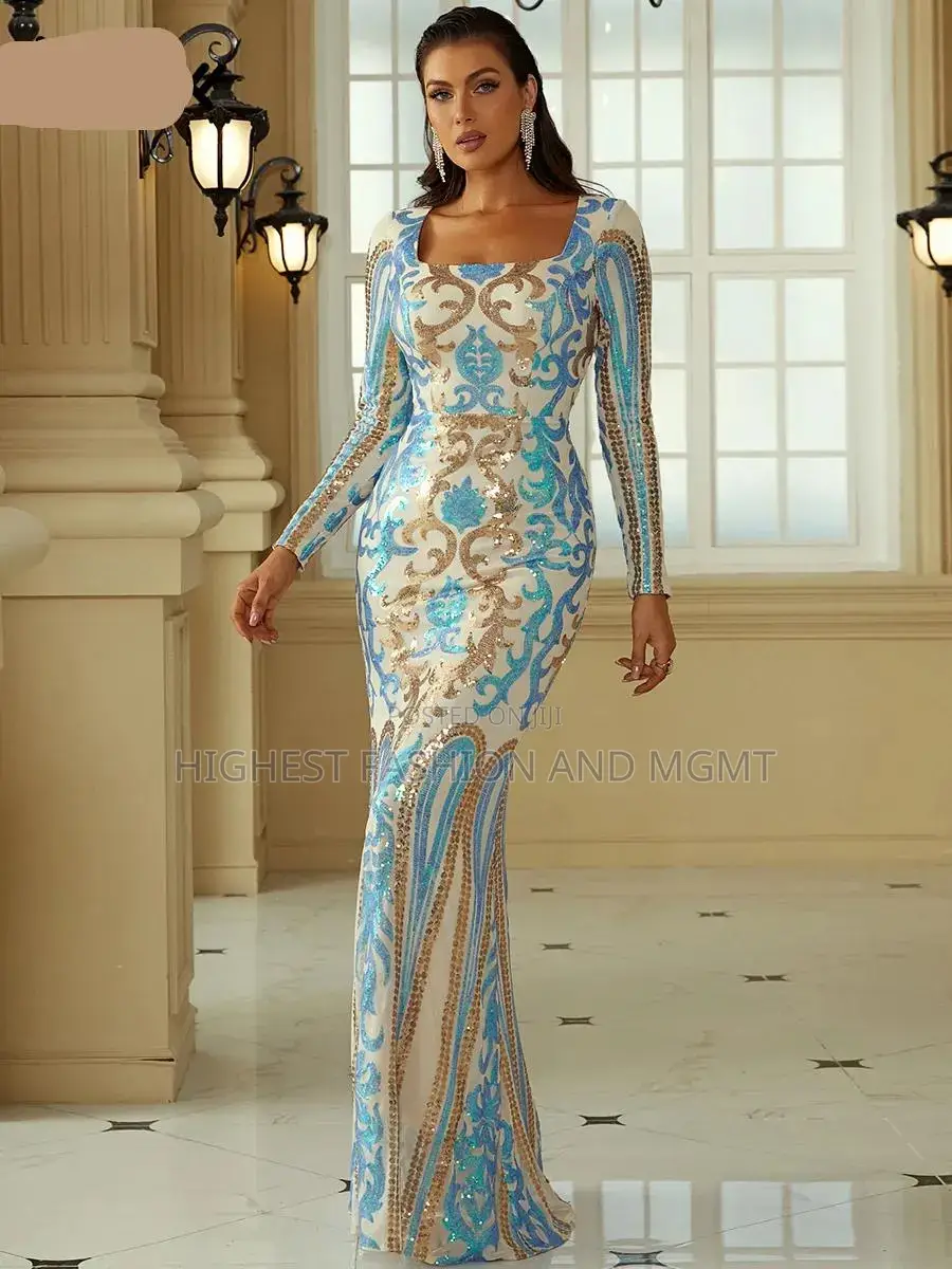 Square Neck Sequin Mermaid Gown