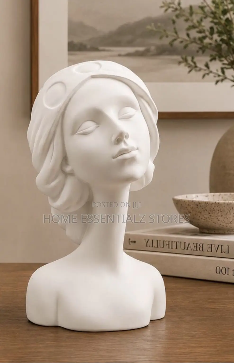 Milady Female Bust Sculpture - Elegant Lady Head Figurine Decor
