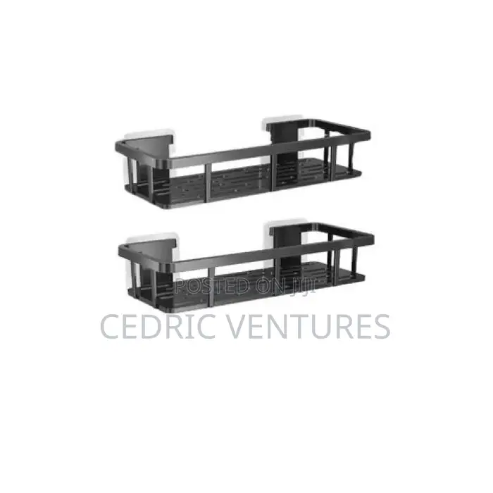 2pcs Wall-Mounted Adhesive Plastic Bathroom Storage Rack