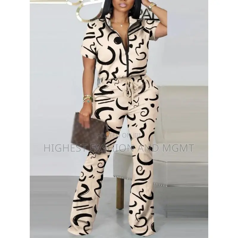 Short Sleeve Print Jumpsuit