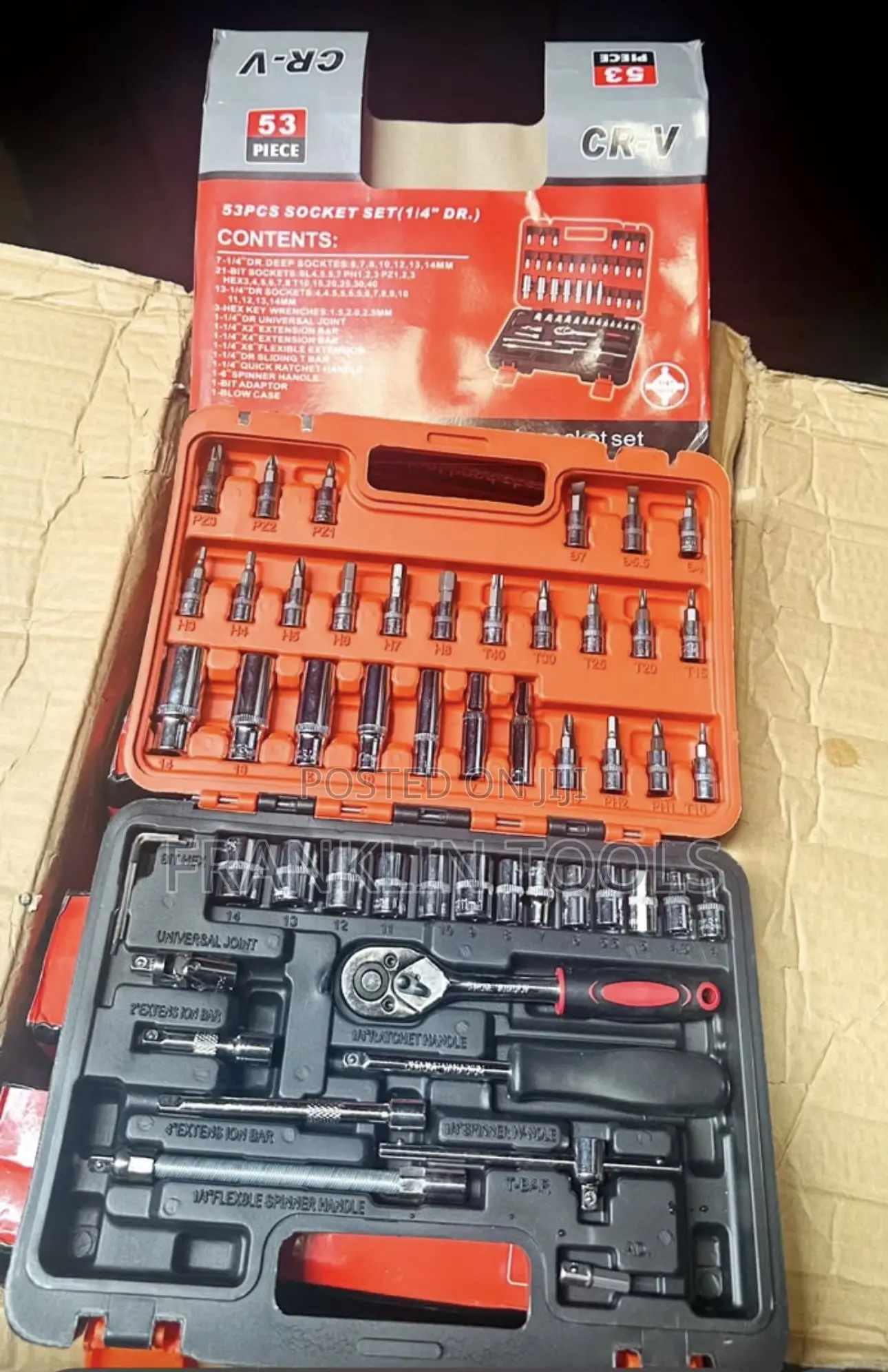 Cr-v 53-Piece Industrial Socket Set 1/4”