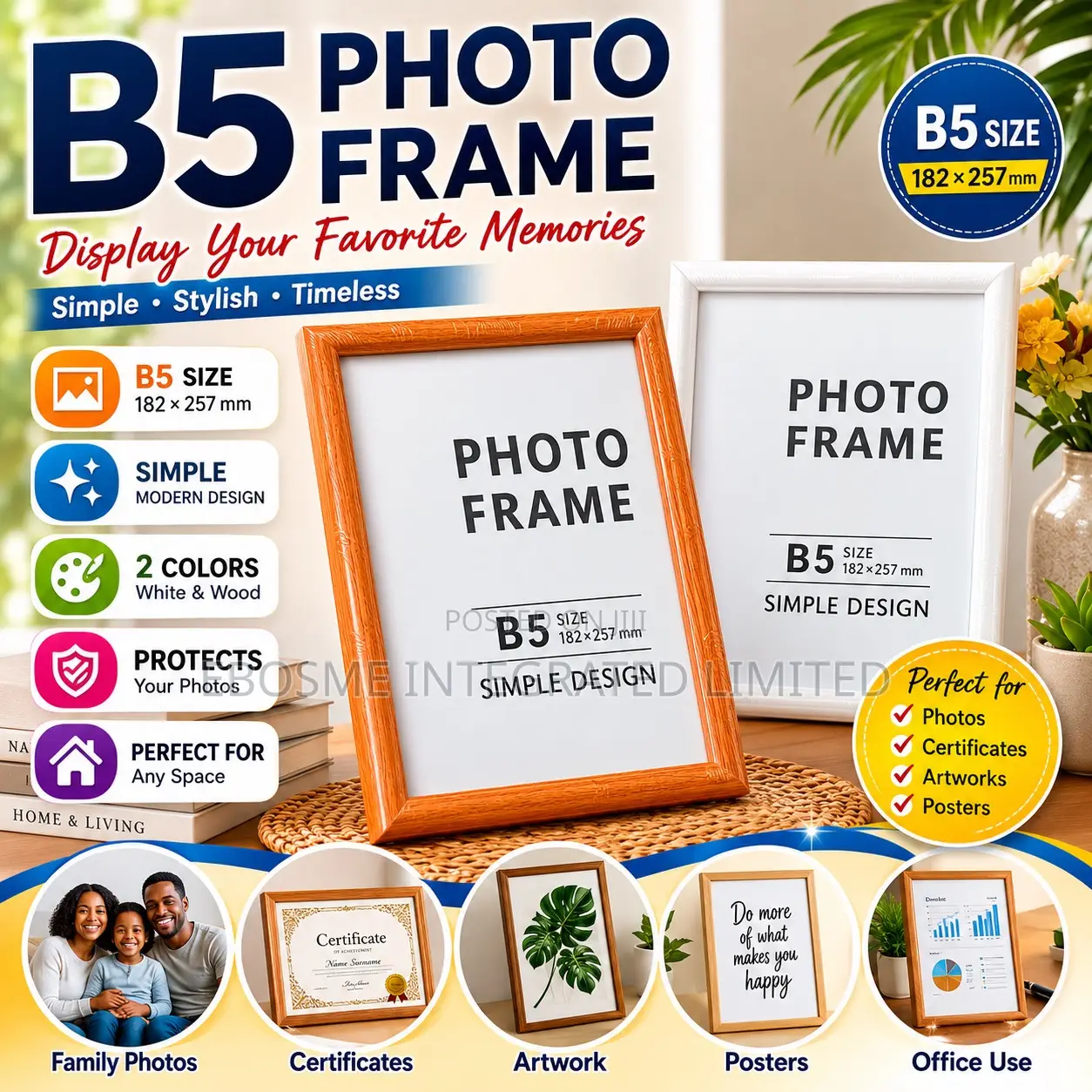 B5 Photo Frame – Simple Design (1 Piece ) 182 X 257mm