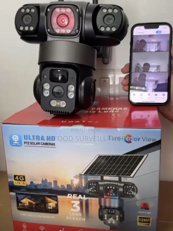 Triple Lens 4g Solar CCTV Camera – Wireless Outdoor PTZ Security Cam