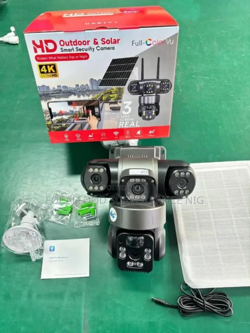 Solar-Powered Auto_tracking Complete 3 Lens CCTV Camera Ultra Hd