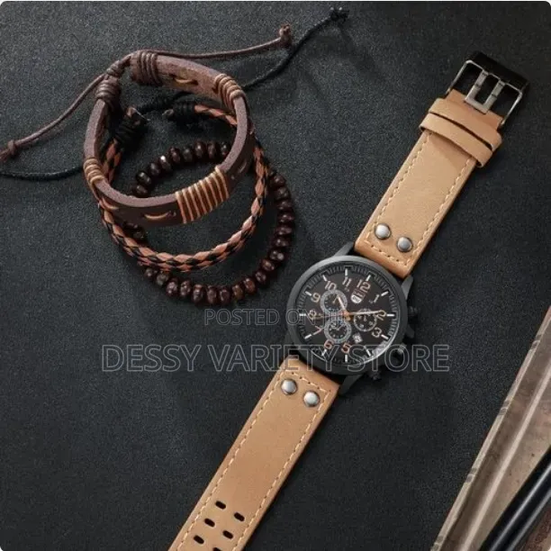 4-Piece Men's Watch and Bracelet Set