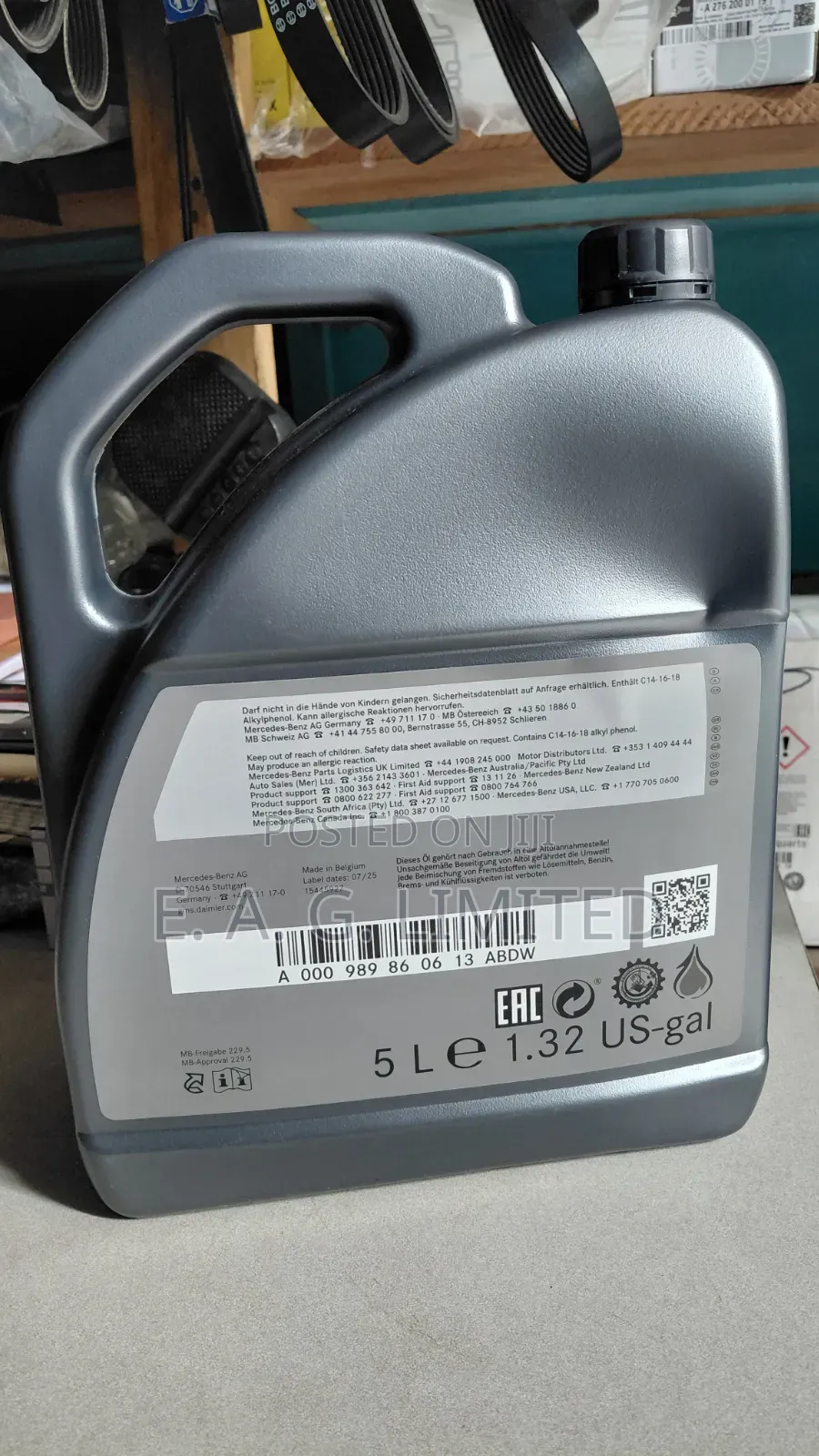 Mercedes-Benz Genuine Engine Oil With a Sae 5w-40 and Mb 229.5, 5-Ltr.