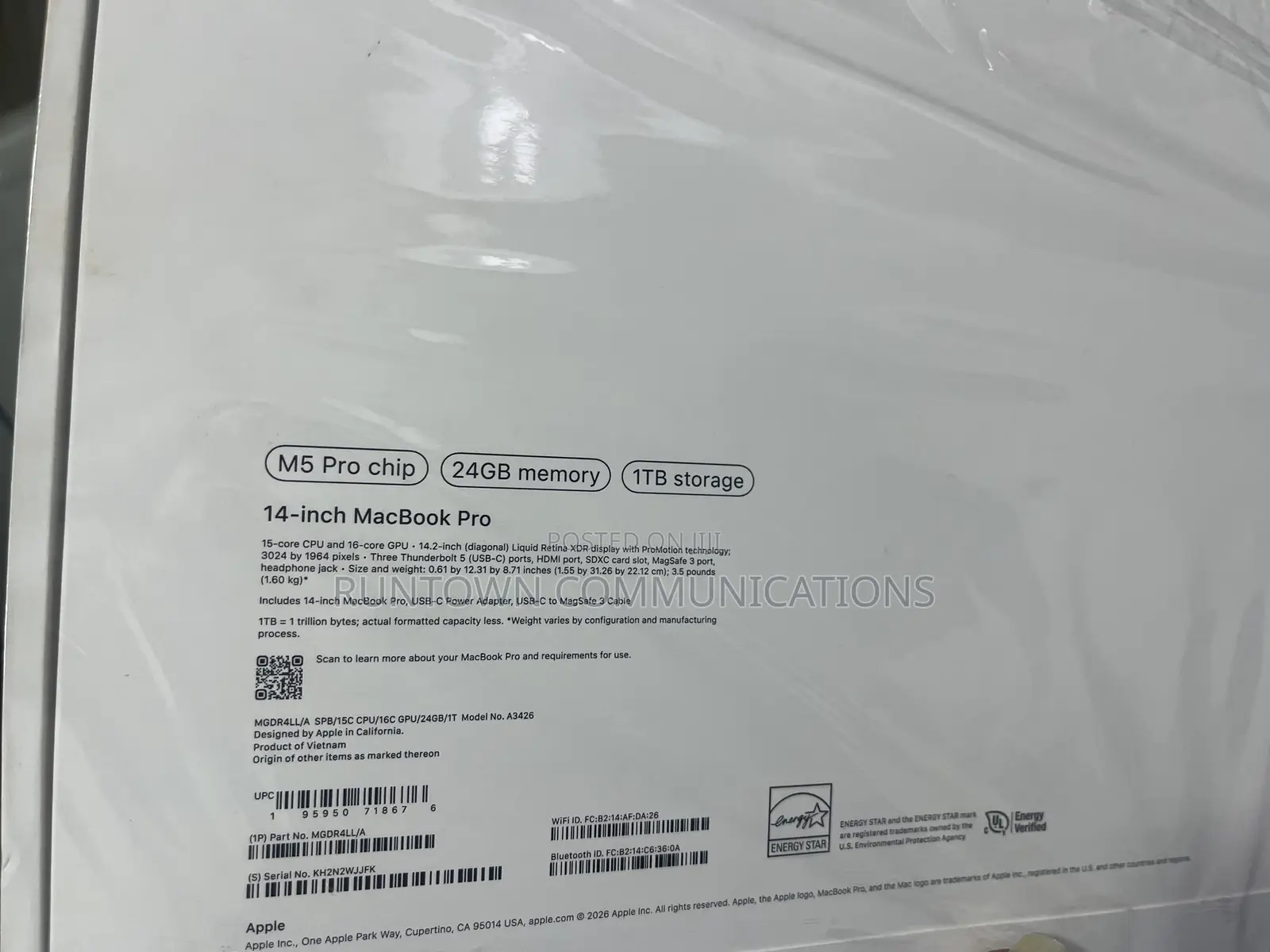 New Laptop Apple MacBook Pro 2026 M5 Pro 24GB Apple M5 Pro SSD 1T