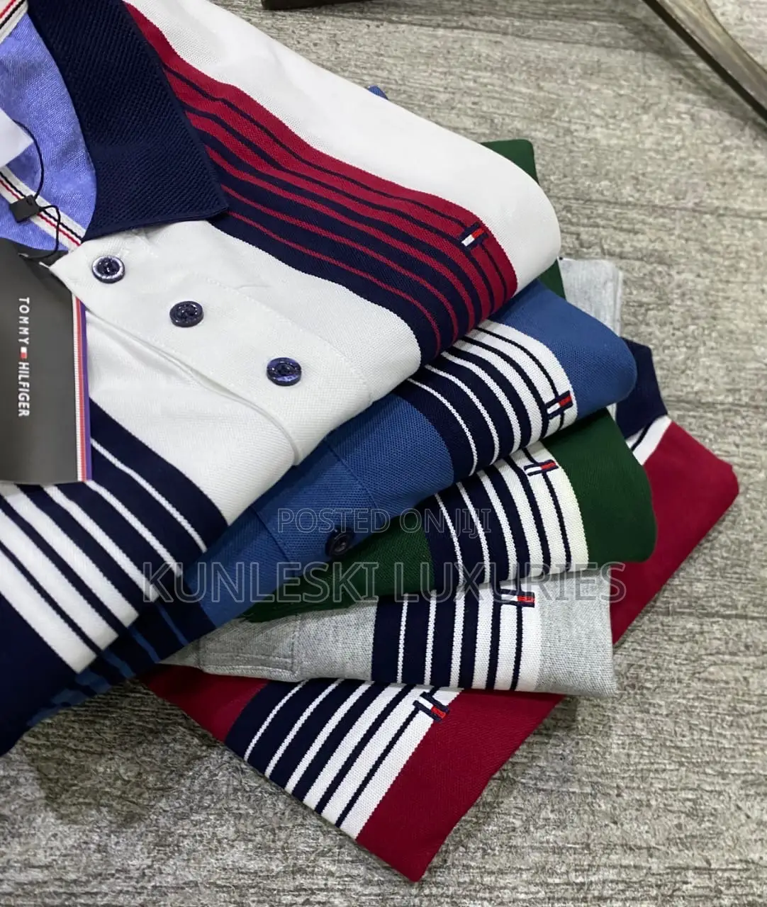 Original Tommy Hilfiger Polos Strip Collar Neck