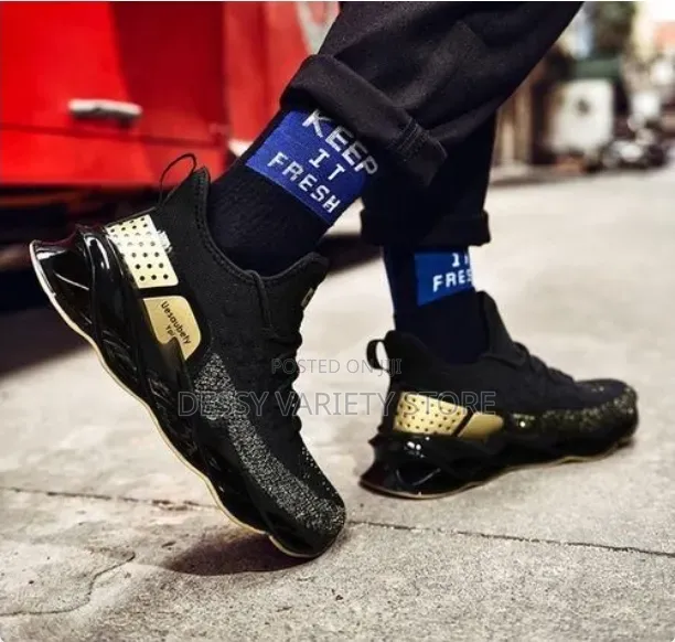 Alagzi 2026 Mens Casual Noble Shoes Running Sneakers - Black/Gold