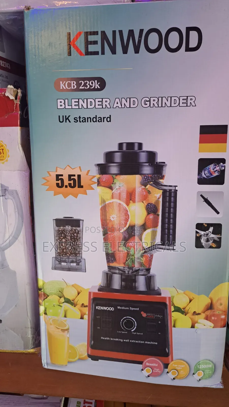 Kenwood 5.5l 12500w Blender+ Grinder Kcv239k 2 in 1 New