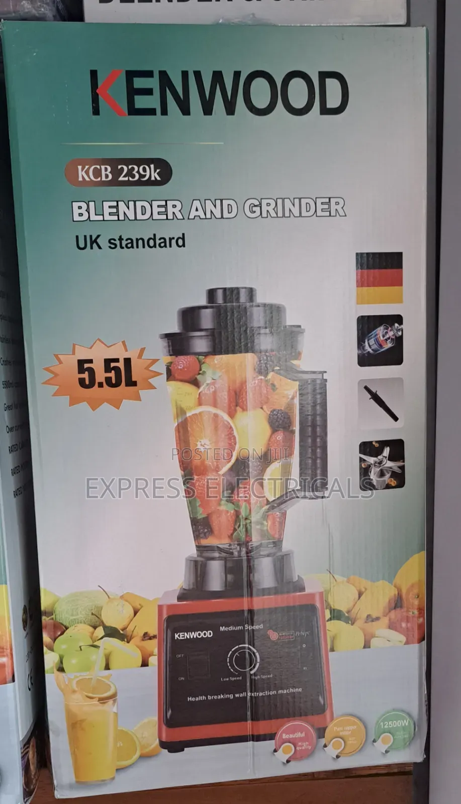 Kenwood 5.5l 12500w Blender+ Grinder Kcv239k 2 in 1 New
