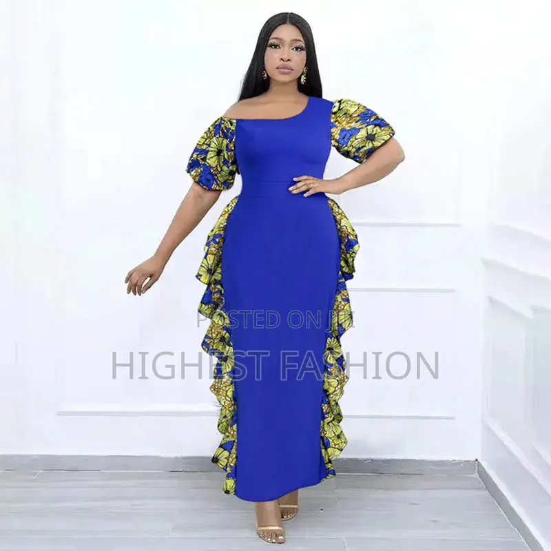 Off Shoulder Puff Sleeve Ankara Dress