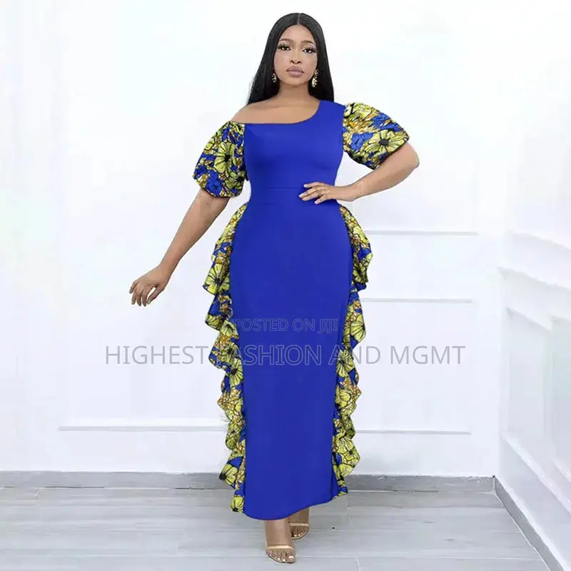 Off Shoulder Puff Sleeve Ankara Dress