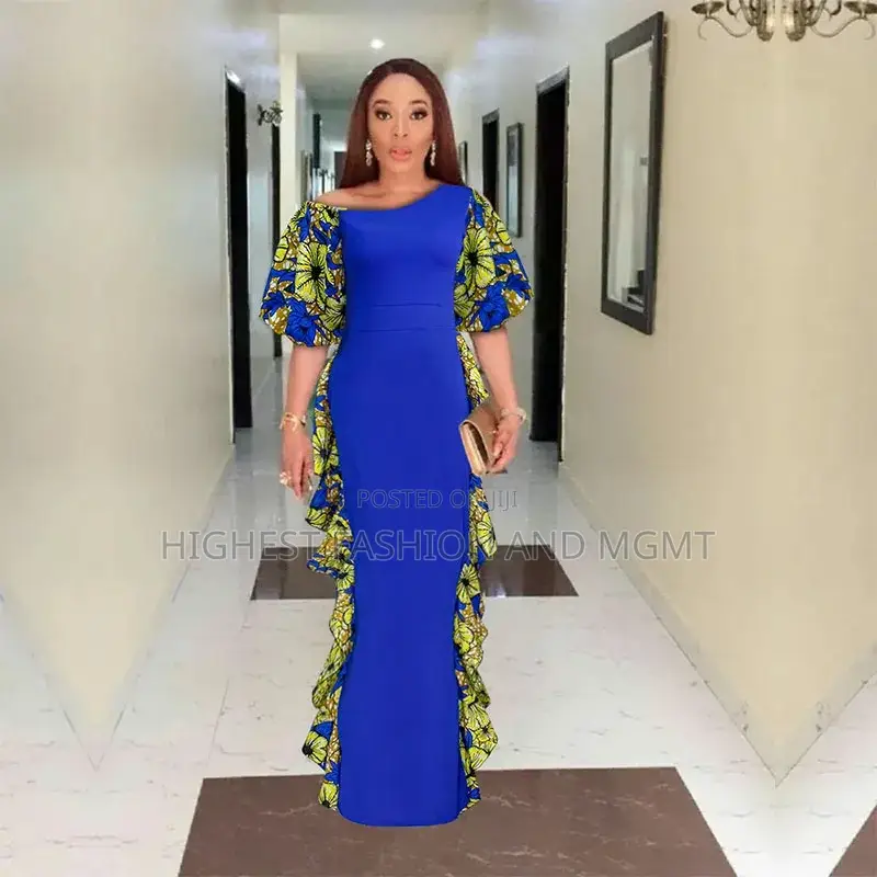 Off Shoulder Puff Sleeve Ankara Dress