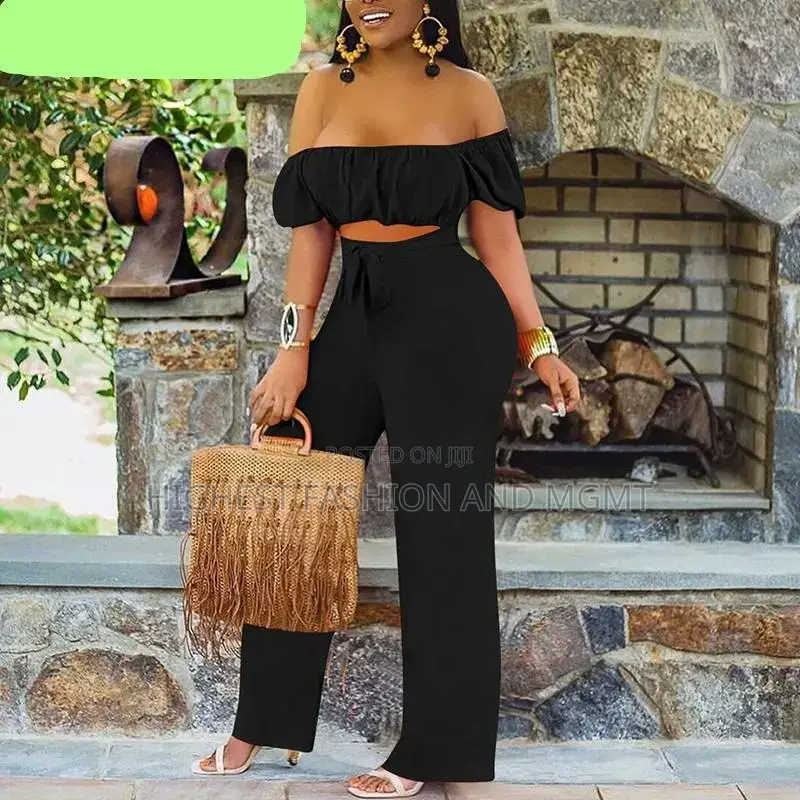 Off Shoulder Cut Out Wide Leg Long Jumpsuit
