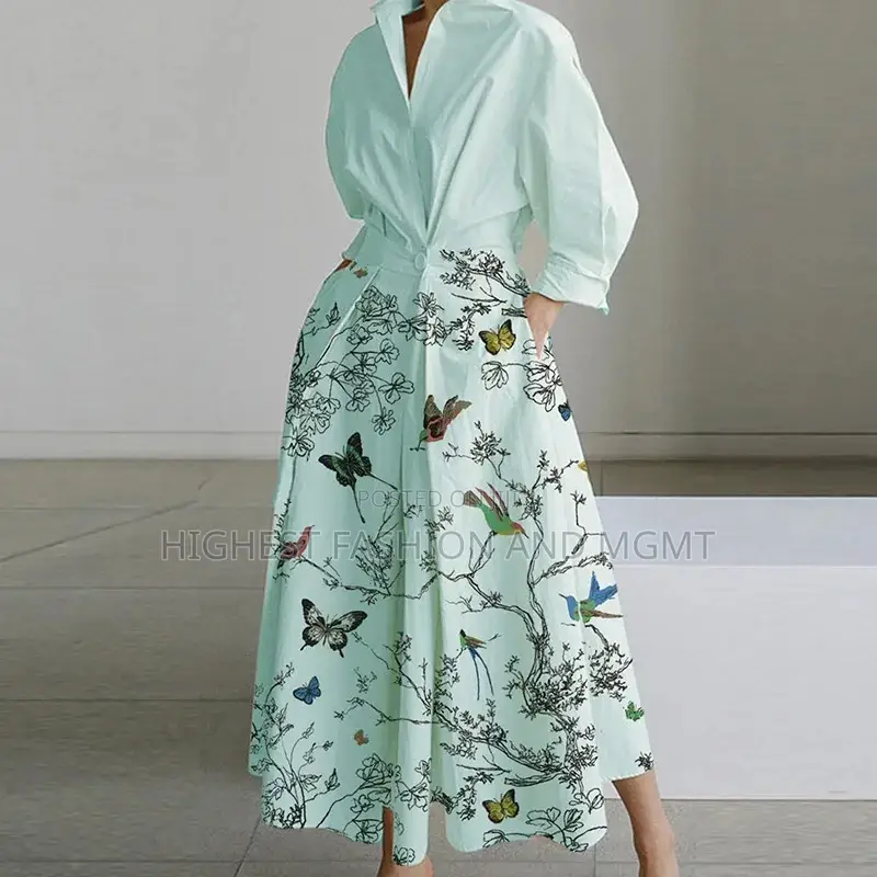 Long Sleeve Pockets Big Hem Dress