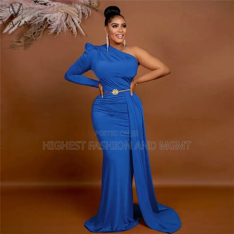 High-End Full Sleeve One Off Shoulder Mermaid Dress