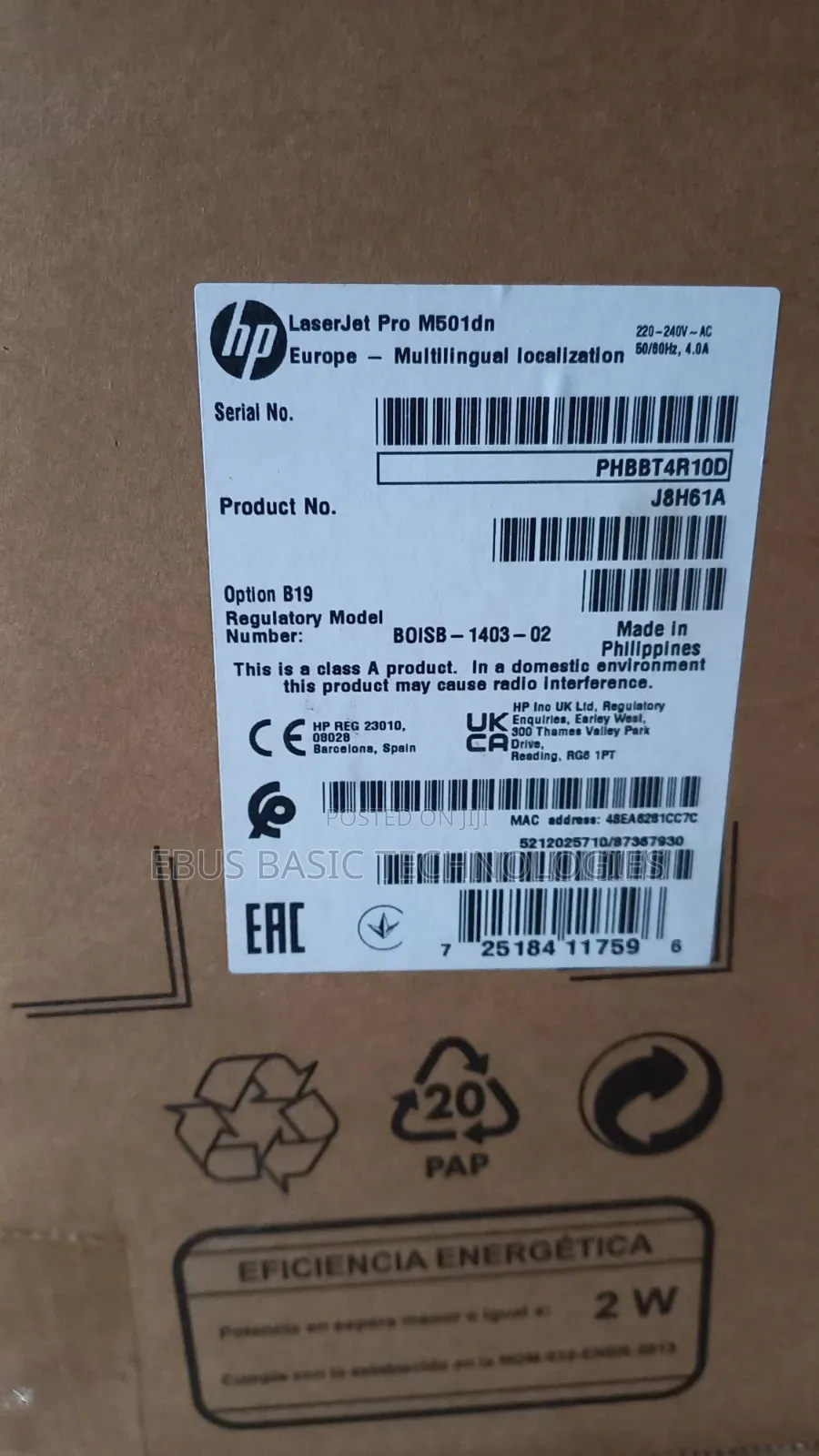 Hp Laserjet Pro M501dn Printer
