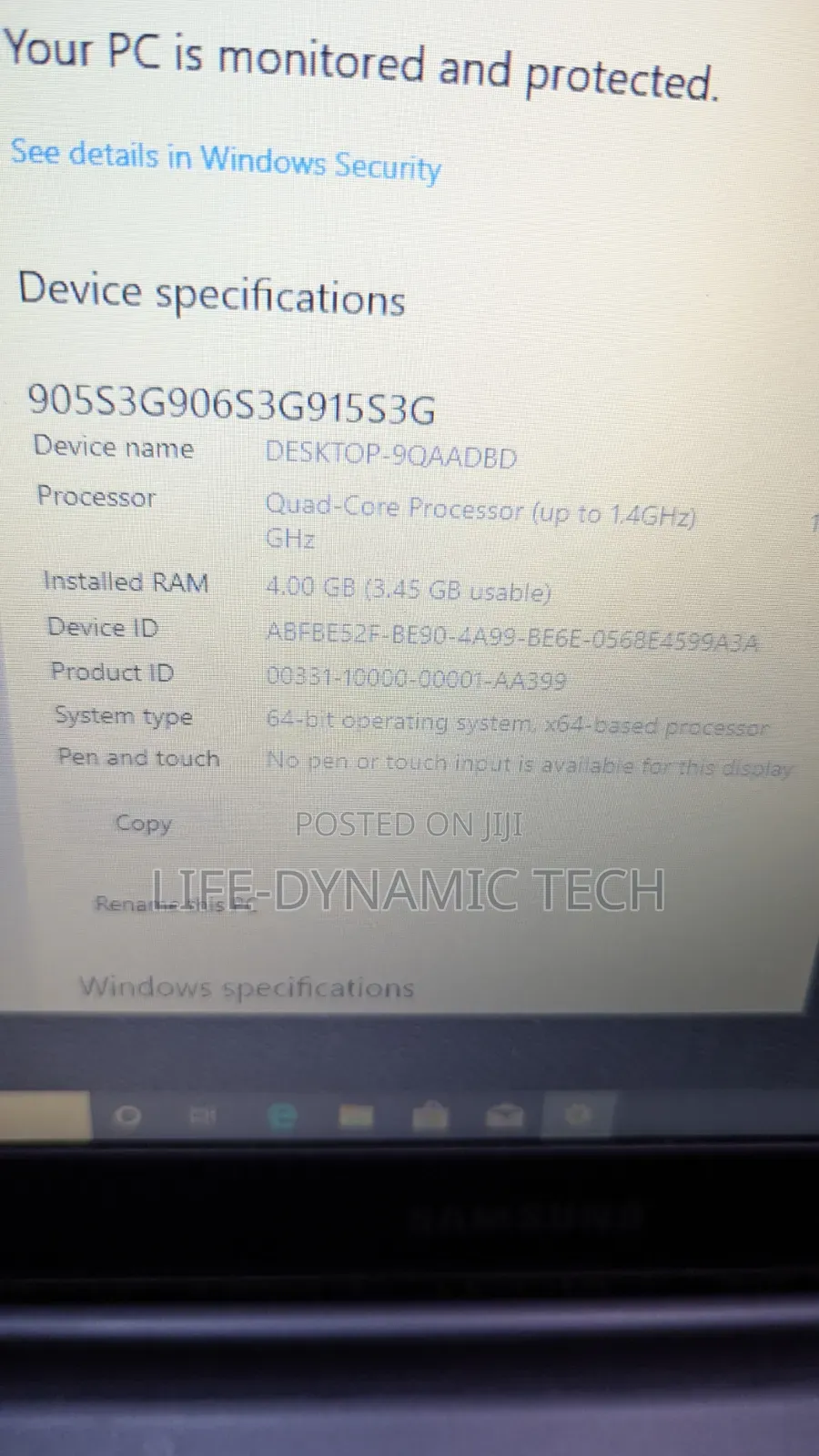 Laptop Samsung 4GB SSD 128GB