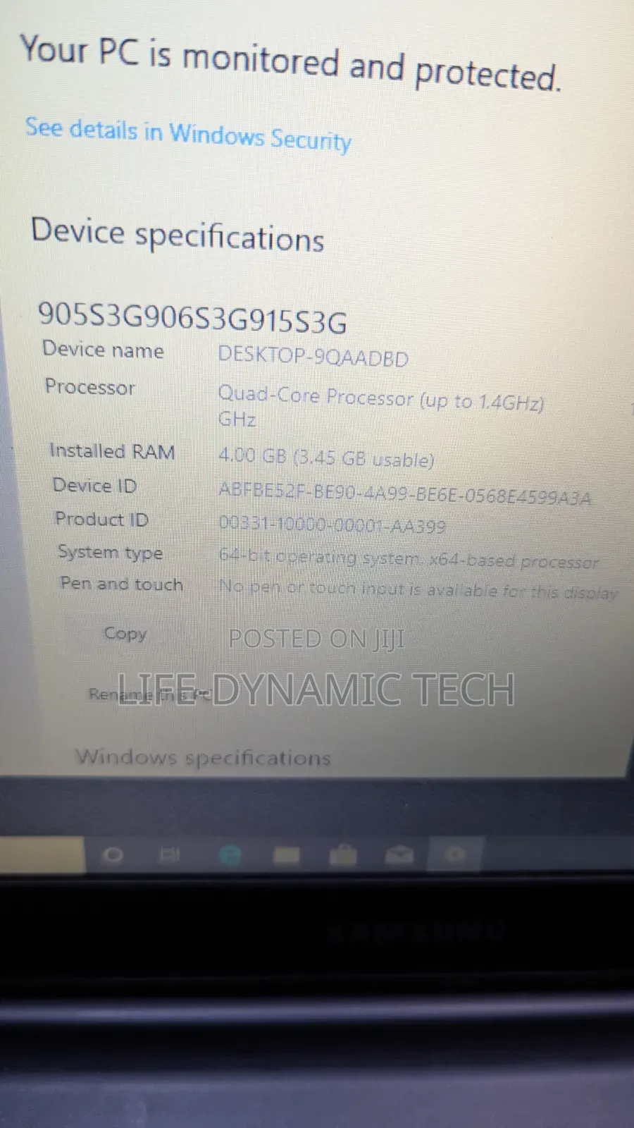 Laptop Samsung 4GB SSD 128GB