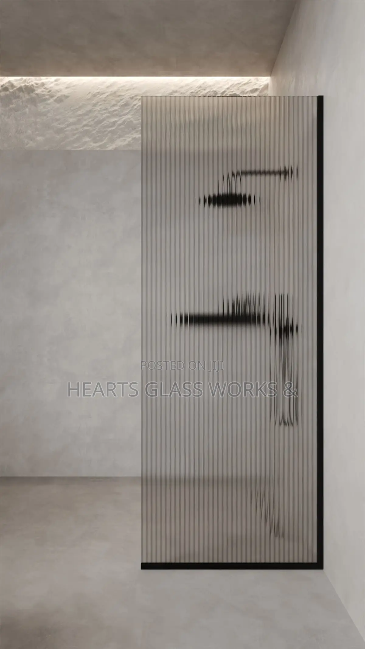 Flutted Glass Partition for Shower Enclosure