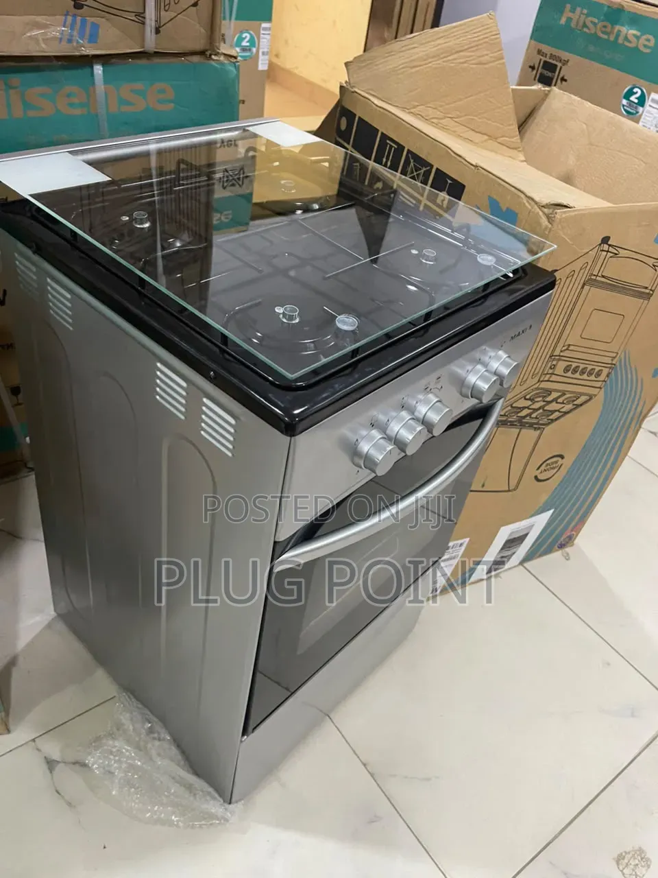 Maxi 4 Gas Burner Cooker 50x50 – Stylish Black Grey Design