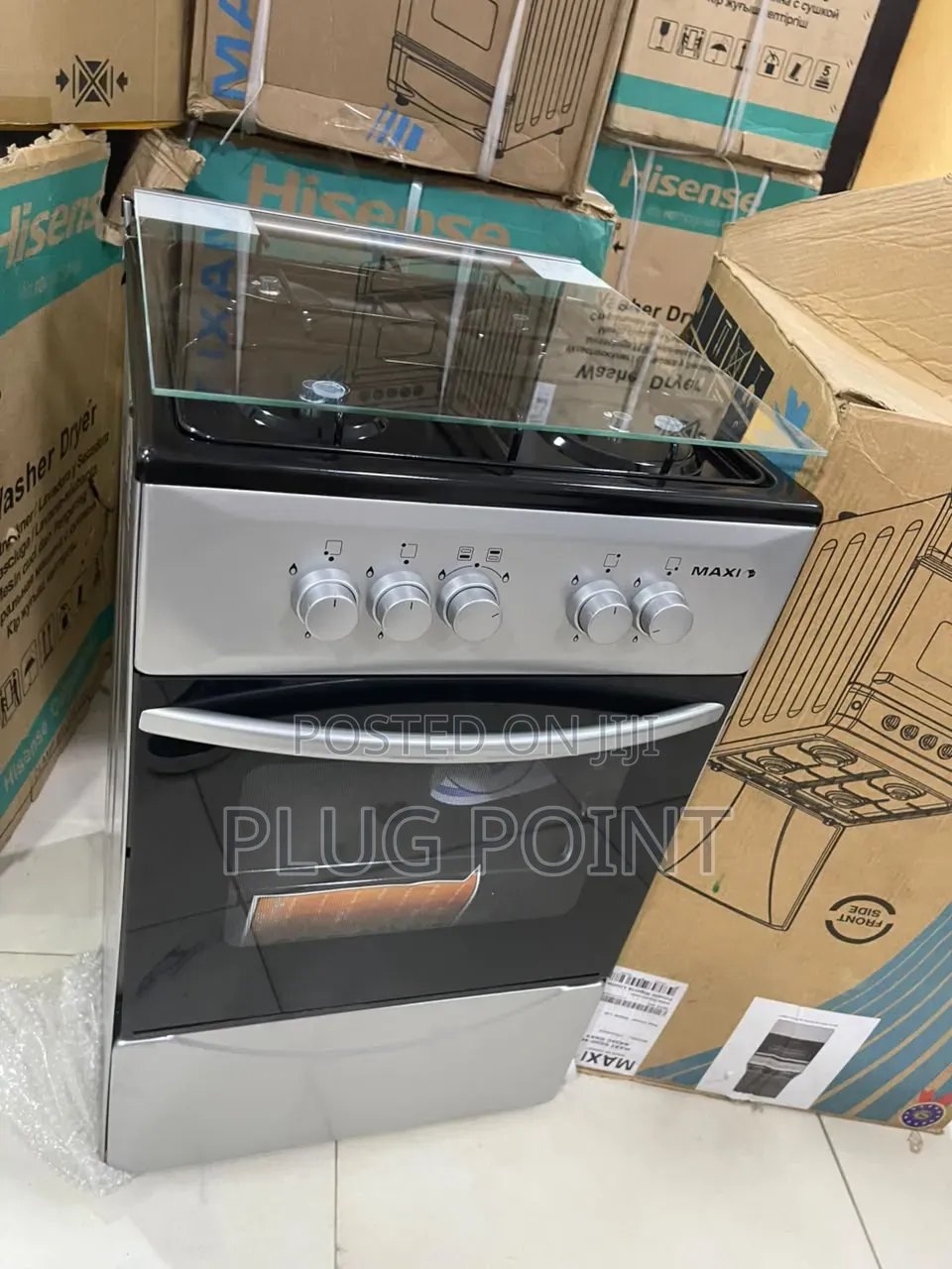 Maxi 4 Gas Burner Cooker 50x50 – Stylish Black Grey Design