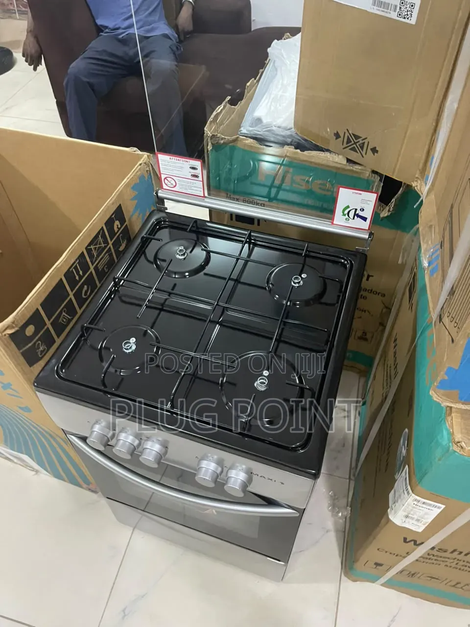Maxi 50x50 Tabletop Gas Cooker – 4 Burners Black Grey