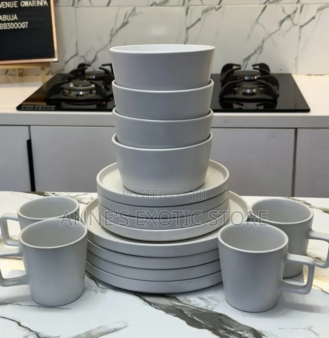 24pcs Matte Ceramic Dinner Set Plates Bowls Mugs