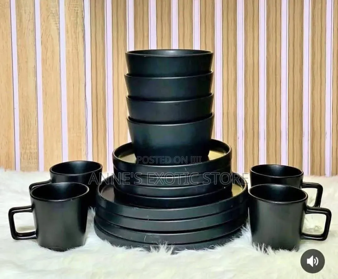 24pcs Matte Ceramic Dinner Set Plates Bowls Mugs