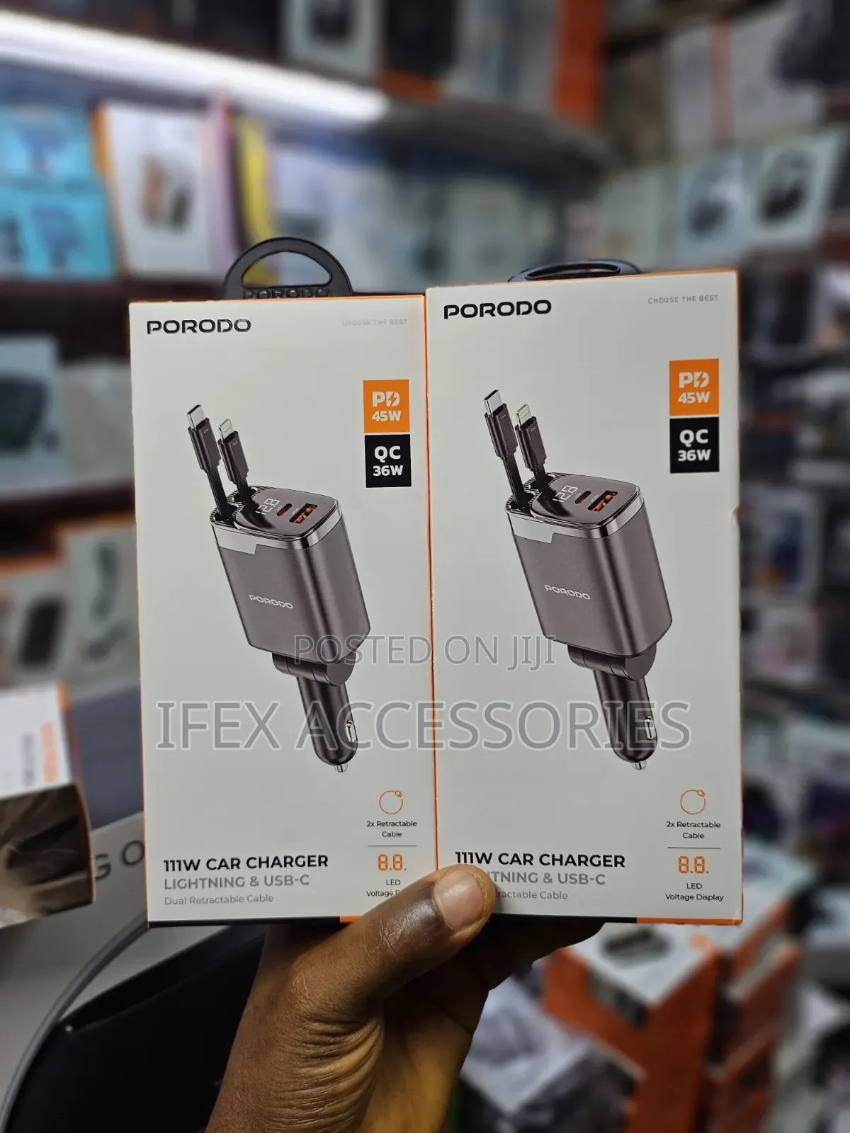 Porodo 111w Car Charger ( Lightning Usb-C )