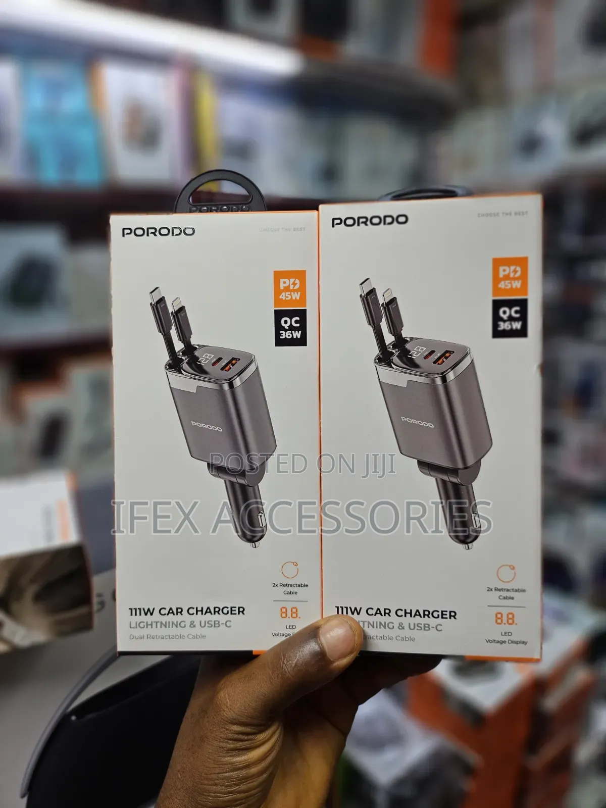 Porodo 111w Car Charger ( Lightning Usb-C )