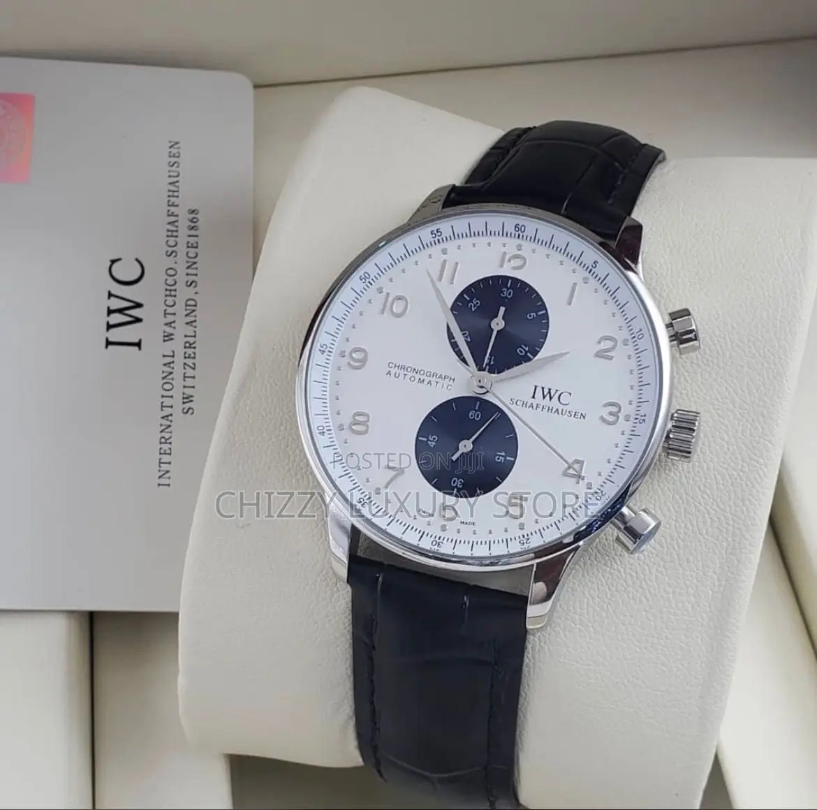 Iwc Schaffhausen Quality Luxury Men Genuine Leather Wristwatch