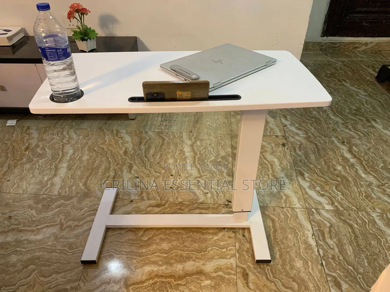 Mobile Adjustable Laptop Table With Lever (With Hidden Wheels)