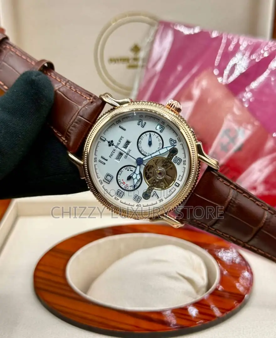 Patek Philippe Quality Men Genuine Leather Wristwatch