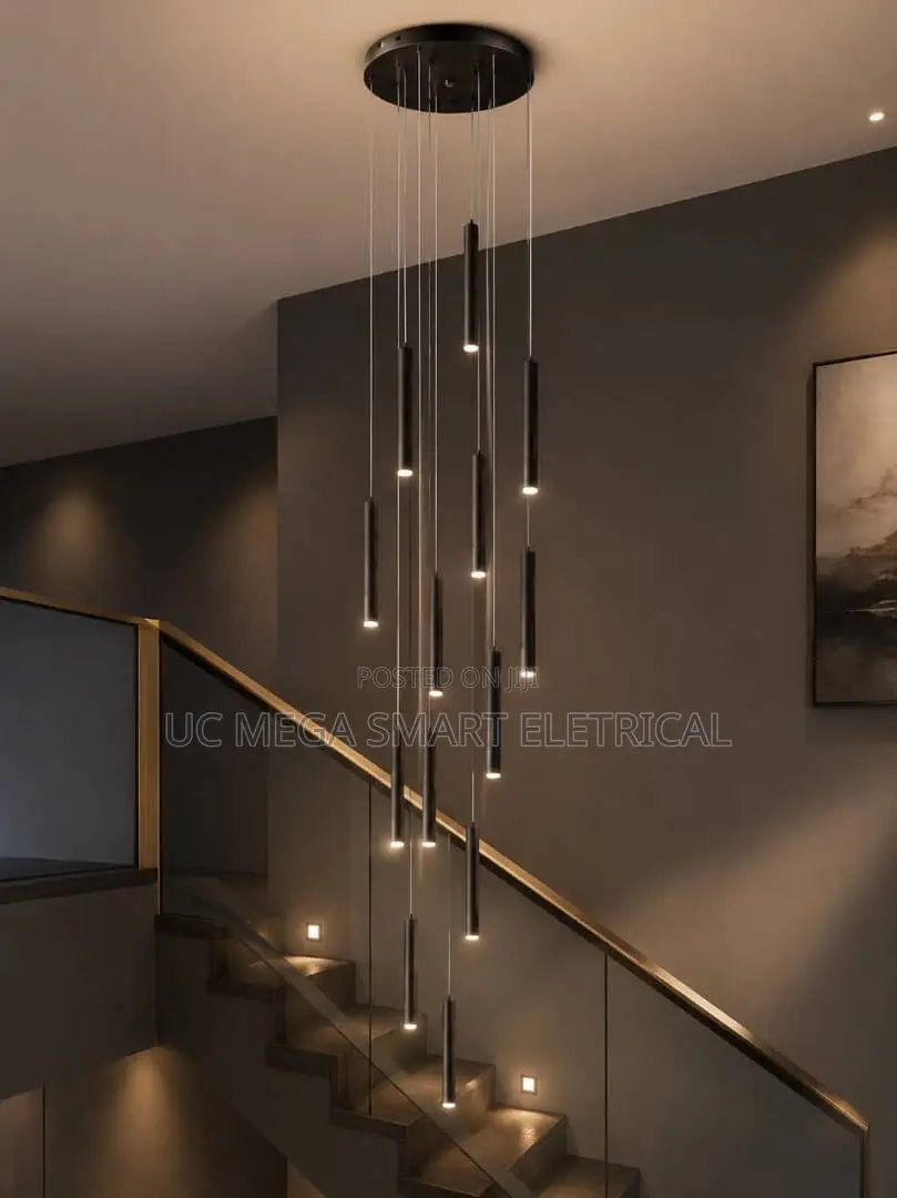 Modern Loft Led Duplex Staircase Chandelier Living Room Hotel Luxury