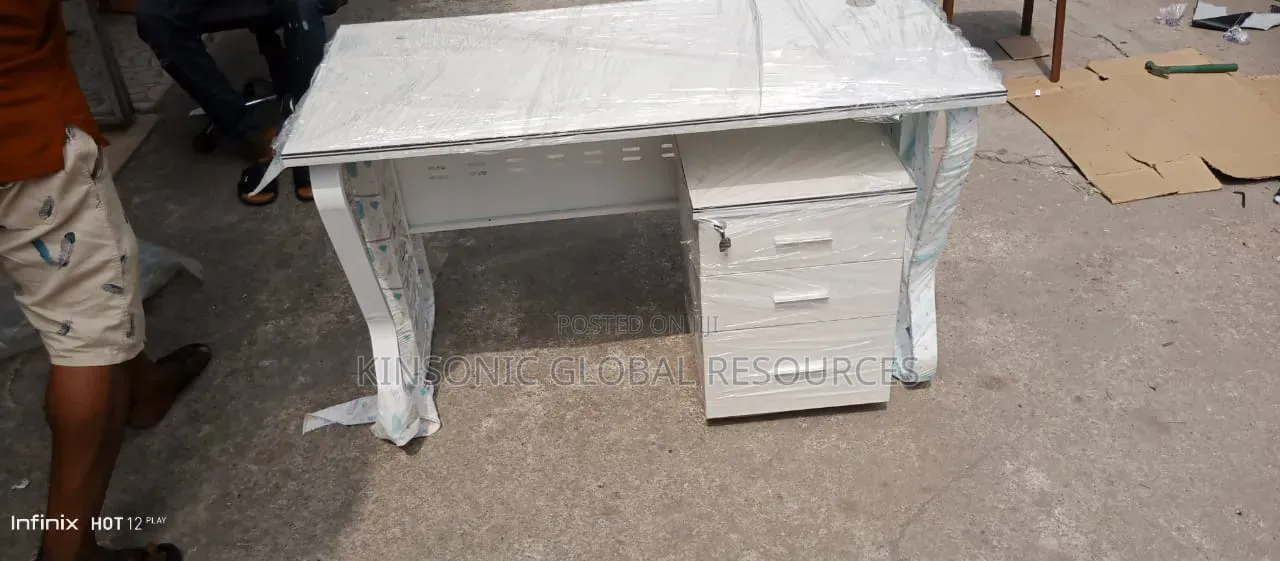 White Office Metal Legs Table Size 1.2 Meters