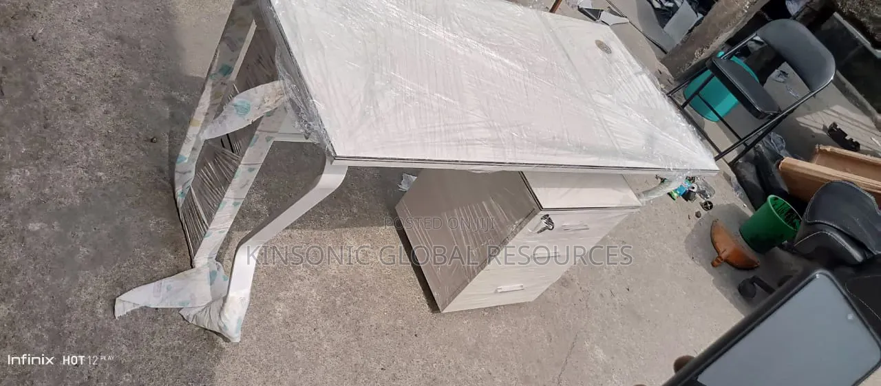 White Office Metal Legs Table Size 1.2 Meters