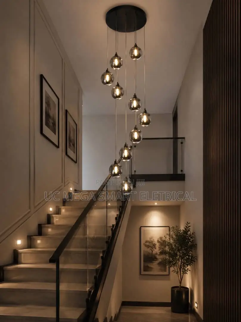 Nordic Stair Chandelier for Duplex Loft Apartment Mid Floor Hall Villa