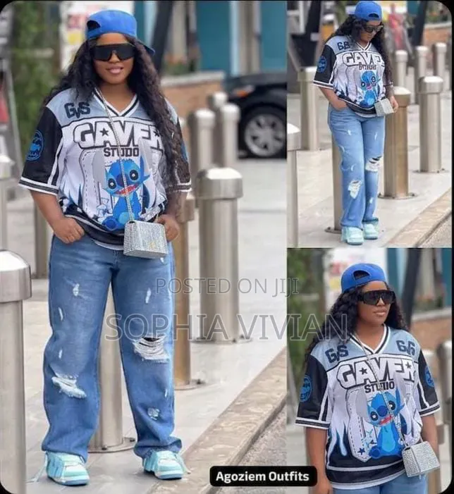 Oversized Blue Digital Graphic Print Sport Tee Size
