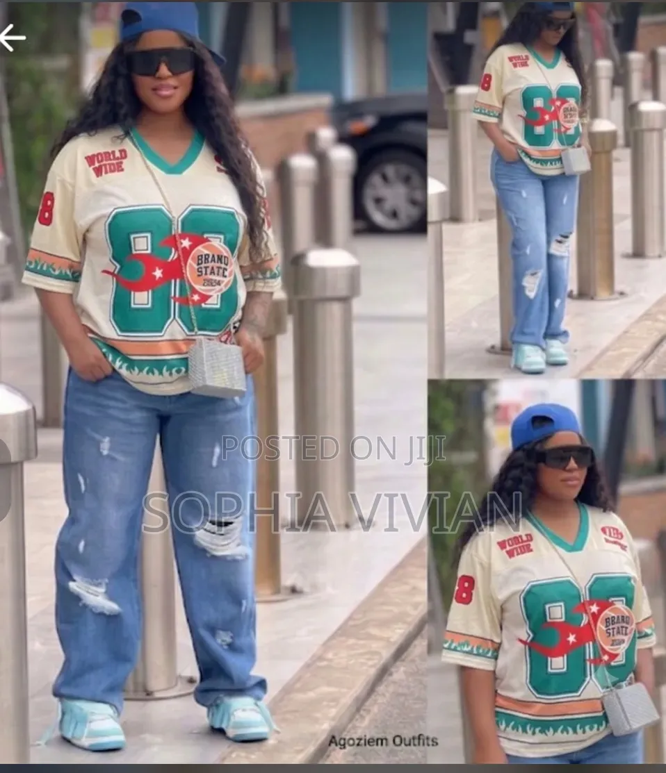 Oversized Blue Digital Graphic Print Sport Tee Size
