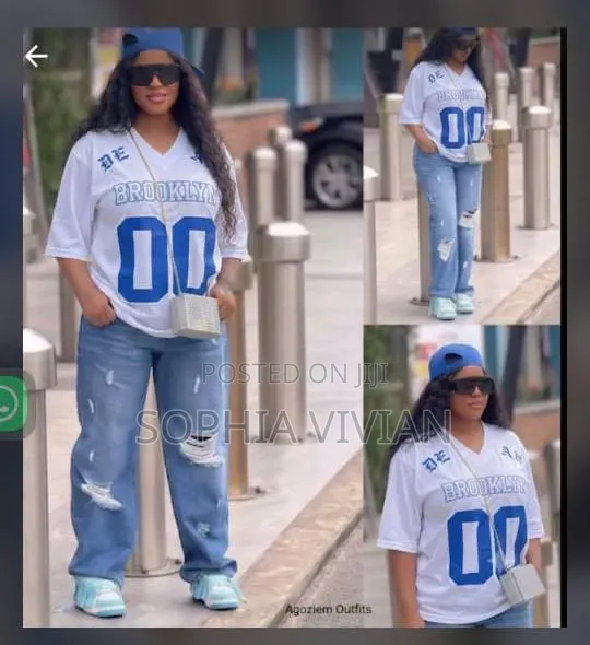 Oversized Blue Digital Graphic Print Sport Tee Size