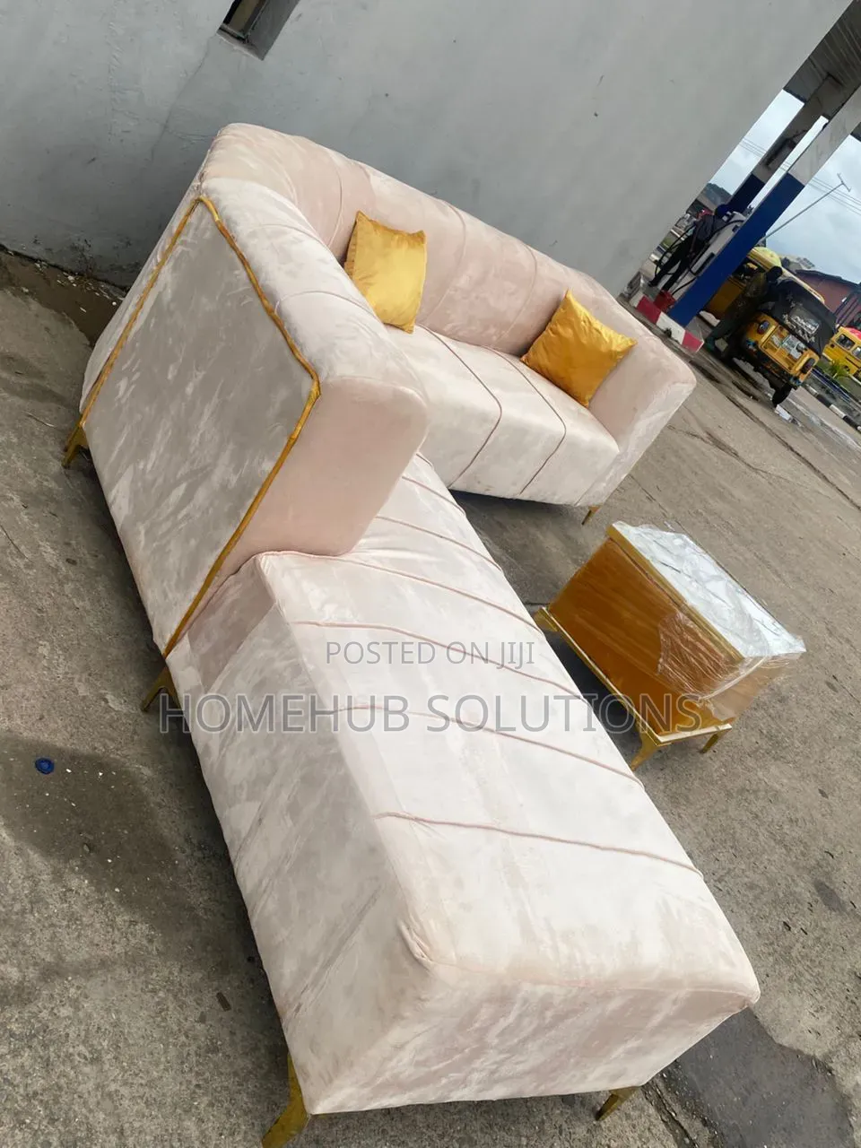 Brand New Luxury Curved Section Sofa With Center Table, Throw Pillows