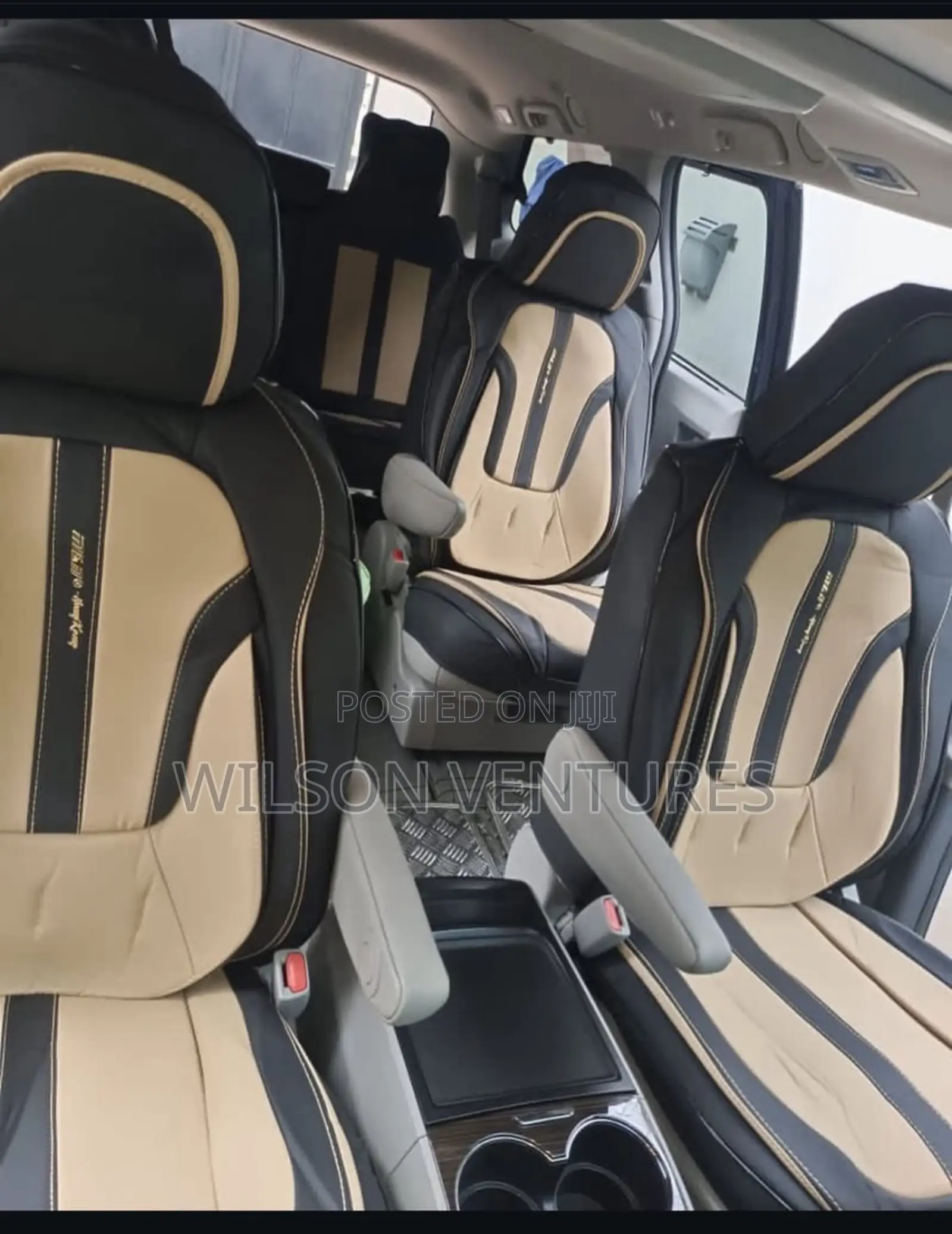 Milk and Black Seat Cover for 7 Seater Highlander Sienna