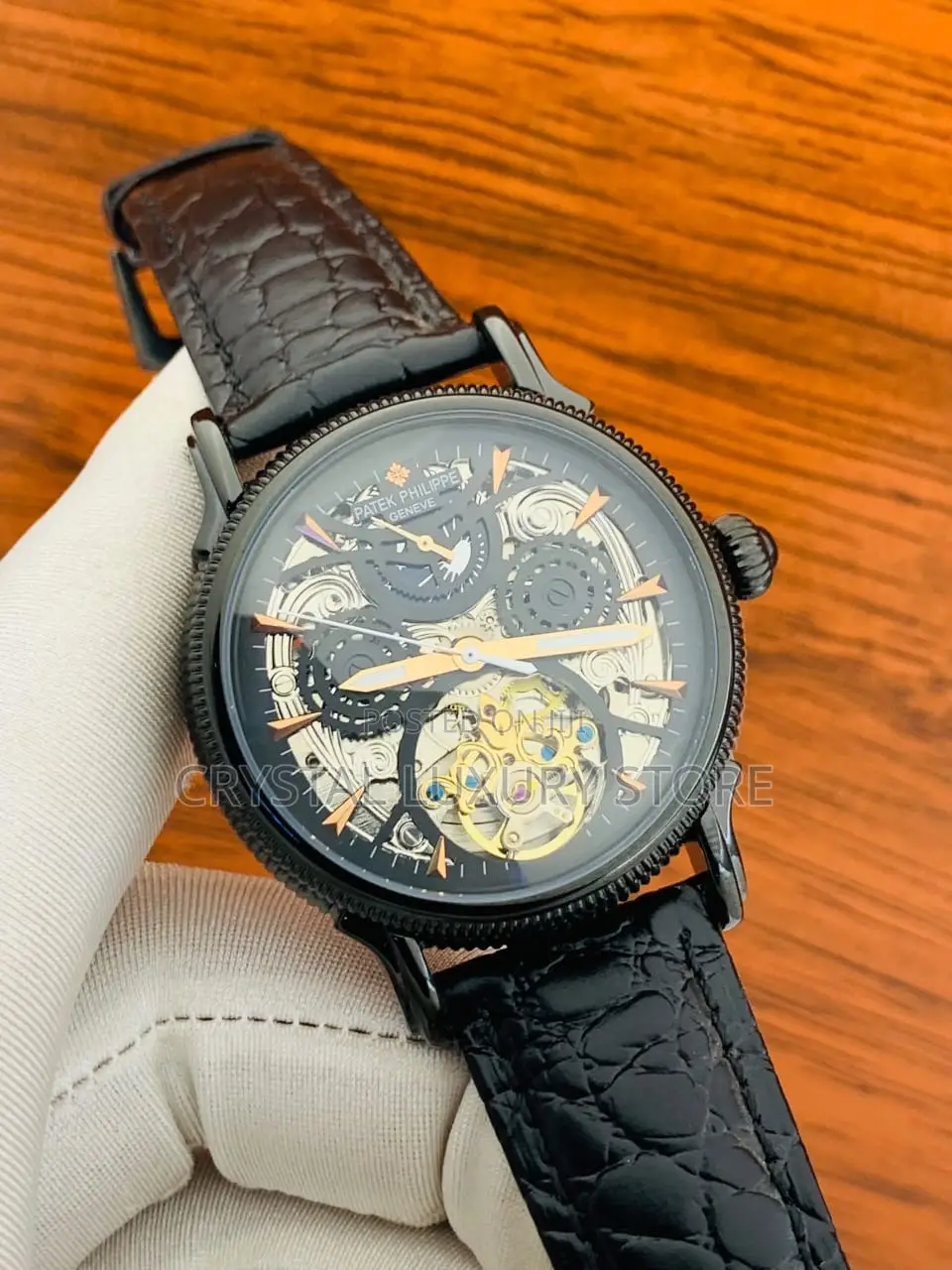 Patek Philippe Quality Luxury Chronograph Genuine Leather Wristwatch